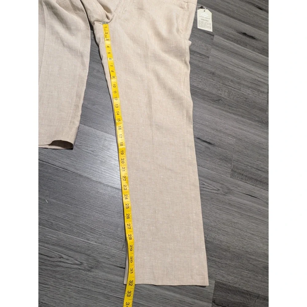 NWT Joseph Abboud Men's Brown 100% Linen Flat Front‎ Pant Size 40x30 (Actual 42)
